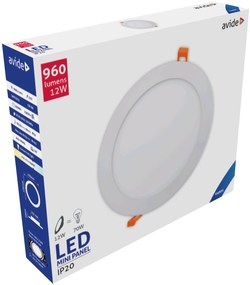 AVIDE Zapustený LED panel, 12 W, studená biela, 17 cm, okrúhly, biely