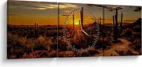 Obraz - Koniec dňa v arizonskej púšti (s hodinami) (90x30 cm)