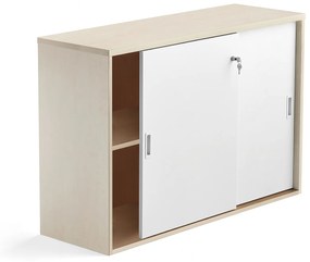 Kancelárska skriňa s posuvnými dverami MODULUS XL, 800x1200 mm, breza, biela