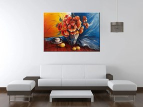 Gario Ručne maľovaný obraz Váza s vlčím makom na stole Rozmery: 120 x 80 cm