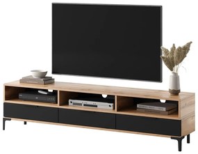 TV skrinka/stolík Ricko (s osvetlením) (dub wotan + čierna). Vlastná spoľahlivá doprava až k Vám domov. 1098656