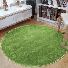 Okrúhly jednofarebný koberec zelenej farby Šírka: 200 cm | Dĺžka: 200 cm