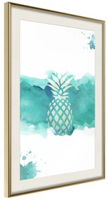 Artgeist Plagát - Pineapple in Watercolours [Poster] Veľkosť: 20x30, Verzia: Čierny rám s passe-partout