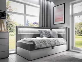 Kontinentálna jednolôžková posteľ Junior Ribezo 3, Strana: pravá, Rozmer postele: 100x200, Dostupné poťahy: ekokoža Soft 017 (biela) + Fresh 14