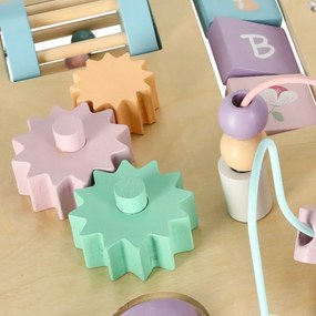 KIK LULILO LUDO Montessori manipulačný stolík 2v1, drevený, ružový