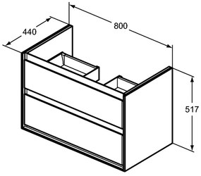 Ideal Standard Connect Air - Skrinka pod umývadlo 800 mm, 2 zásuvky, šedý dub E0819PS