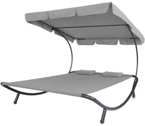 Lehátko pre dve osoby so strieškou-Sivé
