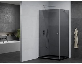 Mexen Pretoria, sprchovací kút 100 (dvere) x 70 (stena) cm, 6mm šedé sklo, chrómový profil + čierna sprchová vanička, 852-100-070-01-40-4070