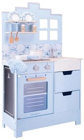 New Classic Toys - Drevená kuchynka s príslušenstvom modrá