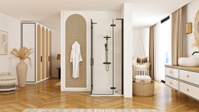 Sprchovací kút REA HUGO DOUBLE BLACK 100x90, čierny/transparent - bez vaničky