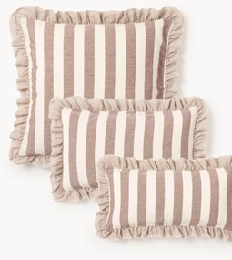 Obliečka na vankúš z ľanu a bavlny's volánmi Posie