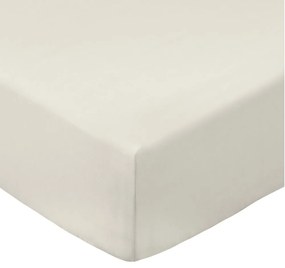 Béžová napínacia plachta z bavlneného perkálu 135x190 cm Cotton Percale – Bianca