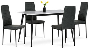 Jídelní set 1+4, rozměr stolu 130x70x76 cm, keramika, kov, stůl bílá+černá, židle černá