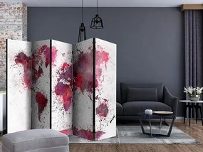 Paraván - World Map: Red Watercolors II [Room Dividers] Veľkosť: 225x172, Verzia: Jednostranný