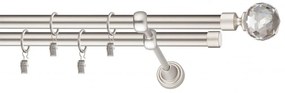 Dekorstudio Chrómová matná dvojradová garniža CRYSTAL 19mm Dĺžka: 400cm, Typ uchytenia: Držiak dvojitý otvorený, Typ príslušenstva: Krúžky tiché so štipcami