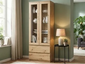 Vysoká vitrína Carlos, dub artisan, šírka 70 cm%