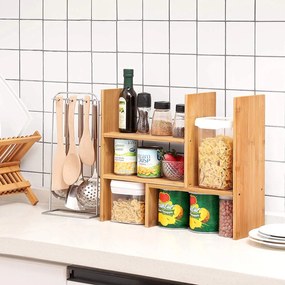 Stolný organizér, poličky, 3 prispôsobiteľné moduly, bambus