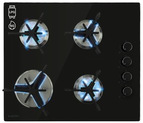 Klarstein Trifecta 4, plynová varná doska, 4 trojuholníkové horáky, sklokeramika, čierna