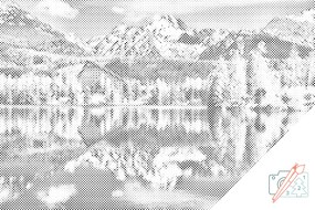 Gario Bodkovanie Štrbské pleso Rozmery: 60 x 40 cm, Rámovanie: Iba zrolované plátno, Farba bodiek: Čierna
