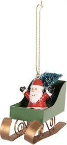 Vianočné dekorácie zelenej sane so Santom - 10*3*8 cm