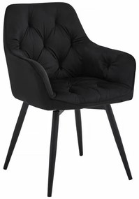 Set dvoch jedálenských otočných stoličiek JORK360 zamatové, čierne (čierne nohy) 2 ks