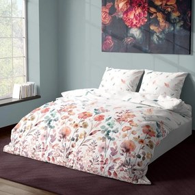 Saténové posteľné obliečky Milagro Verde - motív Lúčne kvety - 100% bavlna - 70 x 90 cm + 140 x 200 cm