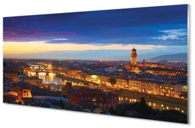 Sklenený obraz Taliansko Night panorama mostov 100x50 cm