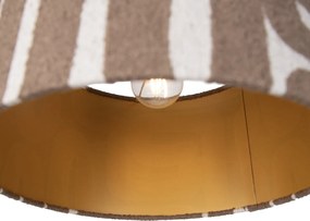 Závesná lampa čierna s hnedým béžovým tienidlom 35cm 3-svetlá - Cava