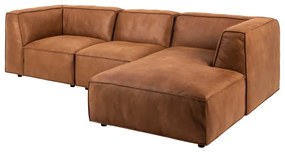 Koňakovohnedá rohová pohovka z recyklovanej kože Bonami Selection Fairfield, pravý roh, 282 cm