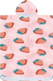 Plážové pončo STRAWBERRIES ružové 80x145 cm