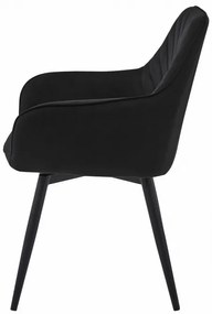 Jedálenská otočná stolička NANA360 zamatová, čierna (čierne nohy)