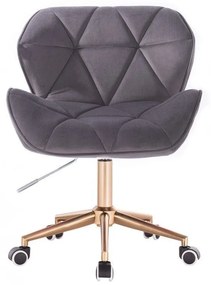 LuxuryForm DESIGN Stolička MILANO VELUR na zlatej podstave s kolieskami - tmavo šedá