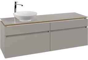 VILLEROY &amp; BOCH Legato závesná skrinka pod umývadlo na dosku (umývadlo vľavo), 4 zásuvky, 1600 x 500 x 550 mm, Soft Grey, B59600VK