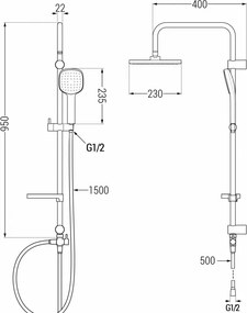 Mexen sprchový set X33 s hornou hlavicou 23x23cm, čierna, 798333391-70