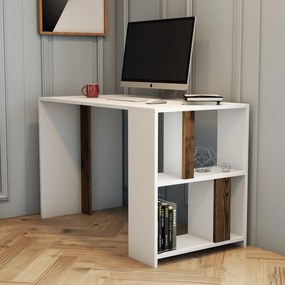 Písací stôl Lima - White, Walnut