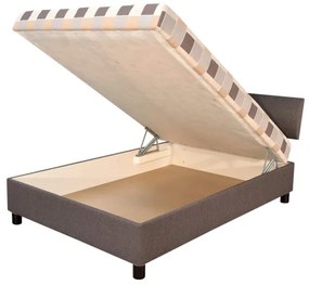 Čalúnená posteľ GEORGE 140x200 cm s úložným priestorom a matracom, hnedá