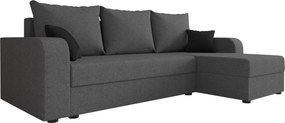 Rozkladacia obojstranná sedacia súprava do L VALERIO 238x140 cm, tmavosivá + 2 vankúšiky ZDARMA