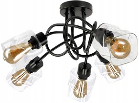 BERGE LED luster stropné svietidlo 5xE27, skladací, priehľadný sklenený štvorec