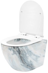 REA - Carlos Granit Shiny Rimless závesná WC misa vrátane sedátka, imitácia kameňa, REA-C8002