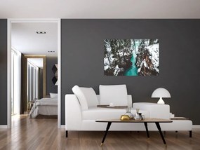 Obraz - horská rieka v zime (90x60 cm)