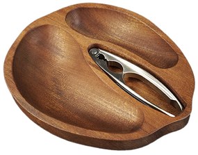 AMADEA Drevená miska v tvare orecha so luskáčikom, masívne drevo mahagón, 23x28x4,5 cm