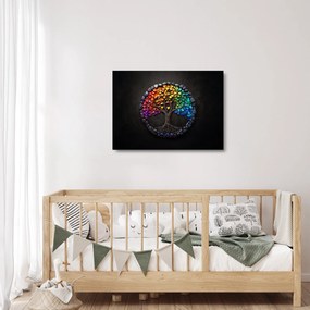 Sklenený obraz – Strom plný farebných sŕdc (70x50 cm)