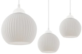 Závesné svietidlo Riffle Round, 3x biele sklenené tienidlo, w, o