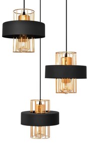 Luster na lanku VOLTA 3xE27/15W/230V čierna/zlatá