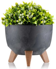PLASTOVÝ KVETINÁČ ROSA LINEA SADA 2KS 15X24,3 CM+18,3X29,2 CM IMITÁCIA BETÓNU ČIERNA