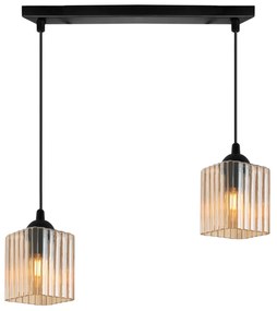 Závesné svietidlo Riffle Square, 2x medové sklenené tienidlo, b