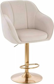 LuxuryForm DESIGN Barová stolička AVOLA VELUR na zlatom tanieri - krémová