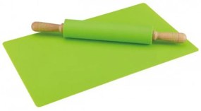 Silikónový valček na cesto s podložkou, zelený