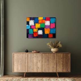 Sklenený obraz - Maľba farebných štvorcov (70x50 cm)