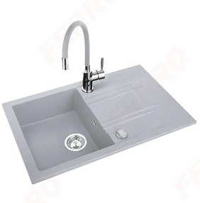 Ferro Drezy - sada granitový drez + flexi batéria Ferro Zumba BZA4B, 1-komorový 780x480 mm, šedá, DRGM48/78GA-SET1-PL